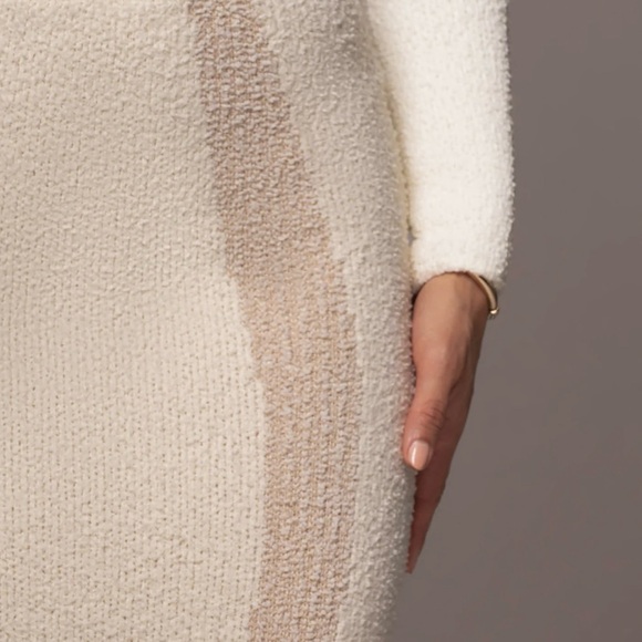 Elegant Cream Knit Midi Skirt Set